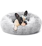 Eterish 23 inches Fluffy Round Calming Dog Bed Plush Faux Fur, Anxiety Donut Dog Bed for Small Do...