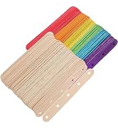 MAGICLULU 100pcs Wooden Colorful Ice Cream Sticks with Holes Mixed Color Large Popsicle Sticks Wo...