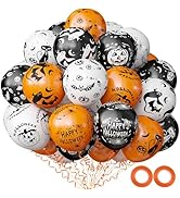 OuMuaMua Halloween Party Balloon Decorations, 60Pcs Black Orange and White Balloons Pumpkin Ghost...
