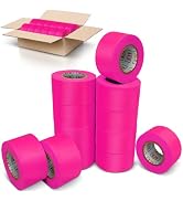 Pink Flagging Tape 12 Pack - Non-Adhesive - 1.5" Width, 150' Length, 2 Mil - Marking Tape for Tre...