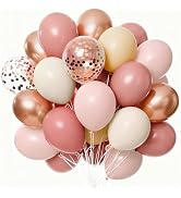 PartyWoo Dusty Pink Balloons 66pcs 12 Inch Blush Rose Pink Metallic Rose Gold Nude Boho White San...