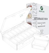 15pcs Bead Organizer Boxes, Medium Clear Plastic Storage Containers with Labels, Large Craft Case...