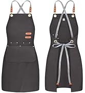BeLuyi chef apron bib tool apron for man woman cross back straps with 4 pockets for kitchen cooki...