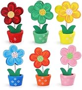 Didiseaon 6 Pcs Wooden Flower Pot Photo Clip Holders Floral Memo Stands for Home Table Party Deco...