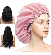 Aquior Shower Cap,Extra Adjustable Shower Caps for Women Double-Layer Waterproof Reusable Hair Ca...