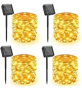 Minetom 4 Pack Solar String Lights, Total 132Ft 400 LED Solar Fairy Lights Outdoor Waterproof, 8 ...