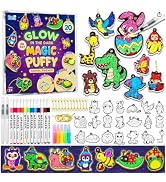 Zefy 3D Art Craft Kits, 20 Pcs Glow in The Dark Magic Puffy Animals