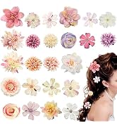 ELANE Hair Clips for Women and Girls - 24 Pcs Floral Accessories with Small Flower Details