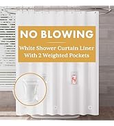AmazerBath Shower Curtain Liner with 2 Weights Pockets, 72x72 Innovative No Blowing Plastic White...