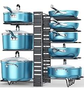 ORDORA Pots and Pans Organizer for Cabinet 16.61 Height, 8 Tier Pot Organizers Rack with 3 DIY Me...