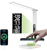 Poukaran Desk Lamp, LED Desk Lamp with Wireless Charger, USB Charging Port, Table Lamp with Night...