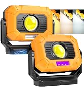 Adelante 2Pack Magnetic Work Light Rechargeable, 1500LM LED Work Light, 360° Rotating Stand 3 Col...