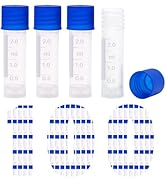 NAOEDEAH 100 Pcs 2ml Small Vials with Screw Caps Centrifuge Tubes Plastic Sample Tubes Cryogenic ...