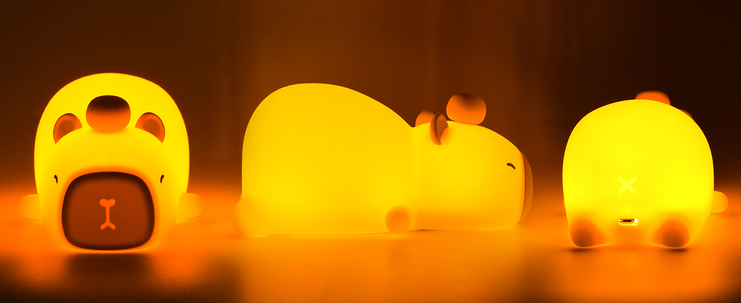 squishy night light, cute light, squishy capybara lamp, silicone lamp, kawaii night light