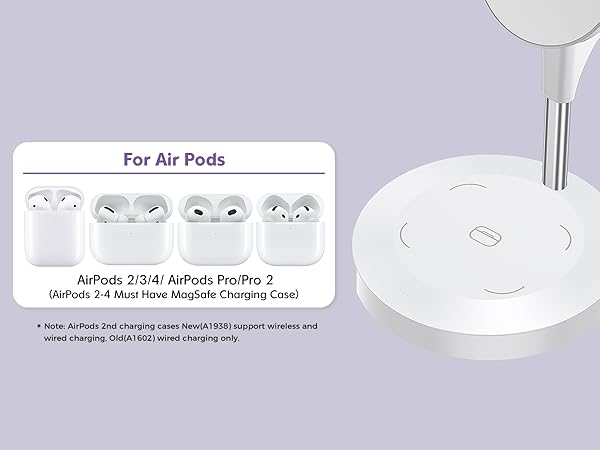 magsafe charger stand 3 in 1 charging station apple wireless iphone 16 15 14 13 12 watch airpods