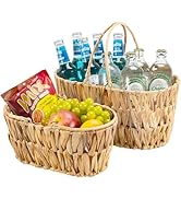 Edergoo Picnic Basket for 2 Pack, Natural Nesting Wicker Picnic Basket with Handle, Hand-Woven Wa...