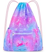 Mesh Drawstring Backpack Bag with Zipper Pocket Beach Bag for Swimming Gear Backpack Gym Storage ...