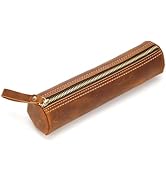 ECHSRT Small Pencil Pouch-Genuine Full-Grain Leather Pencil Case for Men- Vintage Leather Pouch f...