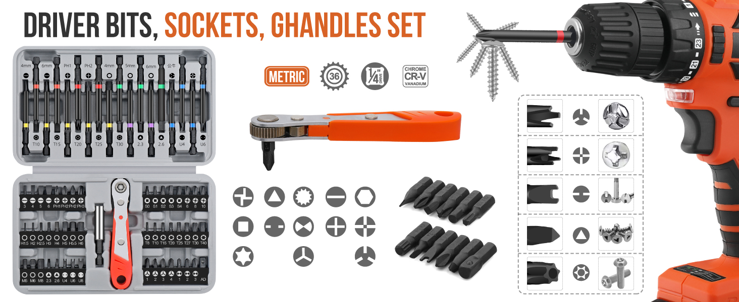 68pc 75mm and 25mm Long Hex Shank and Tamperproof Cr-V Screw Driver Bit Set