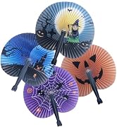 Bestage 20 Pack Halloween Party Decoration Handheld Folding Paper Fan Bulk Set for Halloween Part...