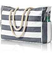 Beach Bags for Women, Large Waterproof Beach Tote Bag with Zipper Beach Bags Waterproof Sandproof...