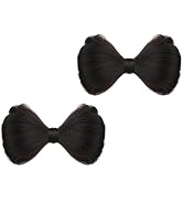 2 Pcs Bowknot Wig Clips Fake Hair Buns Clip Hair Bow Hairpiece Barrettes Hair Extensions Clips De...