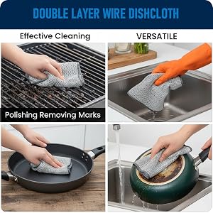 Double layer silver wire dishwashing rags creating rich soapy lather foam for washing dishes