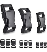 60 Pack Paracord Bracelets Buckles, 5/8, 1/2 and 3/8 Inch Contoured Paracord Buckles, Plastic Sid...
