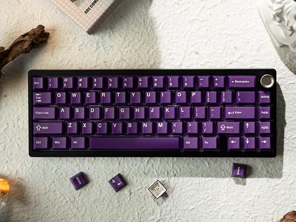 Purple Jade keycaps,Double Shot PBT keycaps Jelly Set,Ceramic Custom Keycap Translucent