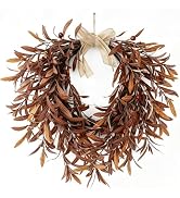 Fall Olive Wreaths for Front Door,22'' Autumn Front Door Wreath Home Decor | Heart Olive Branch W...