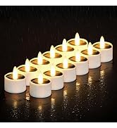 HL Solar Tea Lights, 12PCS Outdoor Waterproof Flameless Candles, Dusk to Dawn Rechargeable Batter...