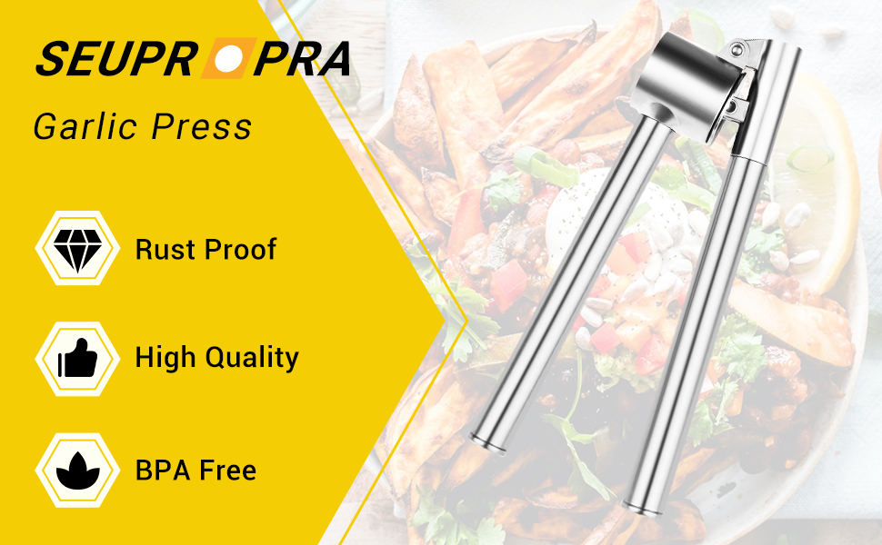 SEUPROPRA Garlic Press Rust Proof High Quality BPA Free