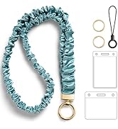 Stretchy Scrunchie Lanyard with ID Badges Holder, Retractable Keychain Holder for Women Teacher, ...