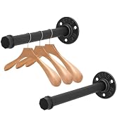 Jeasor 2 Pcs 8 Inch Industrial Pipe Clothes Rack DIY Wall Mounted, Heavy Duty Rustic Vintage Clot...