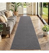 Findosom Washable Runner Rug 2x8, Geometric High-Low Textured Non Slip Hallway Runner Rug with Ru...