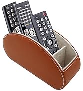 Fosinz Remote Control Holder Organizer - Table Desk Leather Storage with 5 Spacious Compartments ...