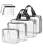 ABSOFINE Clear Toiletry Bag for Travel Size Toiletries, 4 Pack Large Waterproof PVC Makeup Bags w...