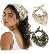 DRESHOW Floral Crochet Hair Bandana Tie Knotted Headscarf Vintage Headband Knitted Head Kerchief ...
