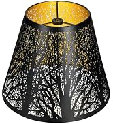 Metal Small Lamp Shade Etched Forest 5" Top X 9" Bottom X 7" High, ALUCSET Small Lampshade, Table...