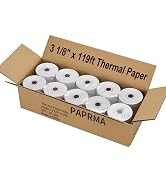 3 1/8'' x 119ft Thermal Paper Receipt Rolls, PAPRMA Thermal POS Paper Cash Register Paper Rolls f...