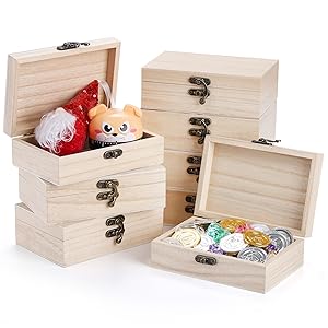 Yarlung 8 Pack Unfinished Wooden Boxes for Crafts 6x4x2 Inch Small Keepsakes Box