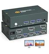 8K USB3.0 HDMI KVM Switch 2 Computers 2 Monitors 2 Port Dual Monitors Switches for 2 PC Or 2 Lapt...