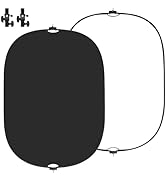 WELLMAKING 5x6.6ft Black/White 2-in-1 Screen Backdrop for Photography, Pop Up Collapsible Photo B...
