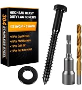 Xpokcai Hex Head Lag Bolts for Wood, 1/2" x 3", Lag Screws 6 Count | Hex Head Lag Screws for Wood...