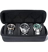 AUKURA 3 Slot Hard Watch Travel Case, Watch Roll Case Storage and Organizer for Men and Women, wi...