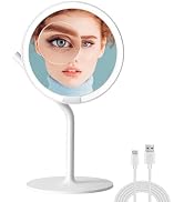 AMIRO 8'' LED Makeup Mirror, 5-Level Brightness/Touch Screen Control/Memory Function/180° Rotatio...