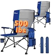 Romswi Oversized Camping Chairs 2 Pack, 500 LBS Heavy Duty Folding Lawn Chairs with Hard Armrests...