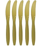 Amcrate Gold Disposable Medium Weight Plastic Knives - Ideal for Weddings, Party’s, Birthdays, Di...