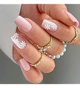 JMEOWIO Gel Nail Stickers Flower Pink Semi Cured Gel Nail Strips Wraps UV/LED Nails Art Design De...