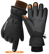 GXCROR Winter Waterproof Gloves for Men & Women, Touchscreen Cold Weather Gloves for Skiing, Snow...